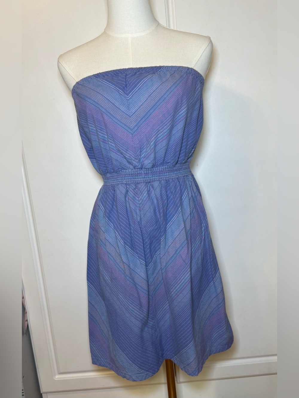 Mossimo Supply Co. Blue & Purple Strapless Cotton Sundress Size M